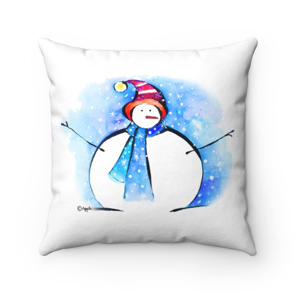 Spun Polyester Square Pillow Case - Happysnowman