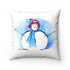 Spun Polyester Square Pillow Case - Happysnowman