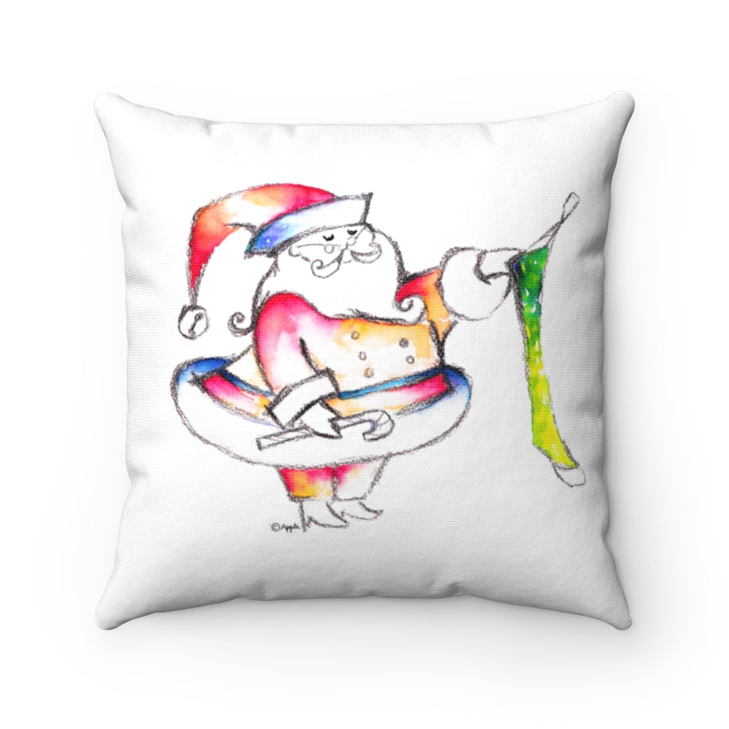 Spun Polyester Square Pillow Case - Santa coming