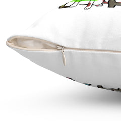 Spun Polyester Square Pillow Case - Dog with raincoat