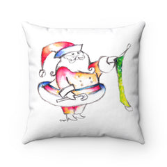 Spun Polyester Square Pillow Case - Santa coming
