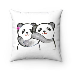 Spun Polyester Square Pillow Case - pandas