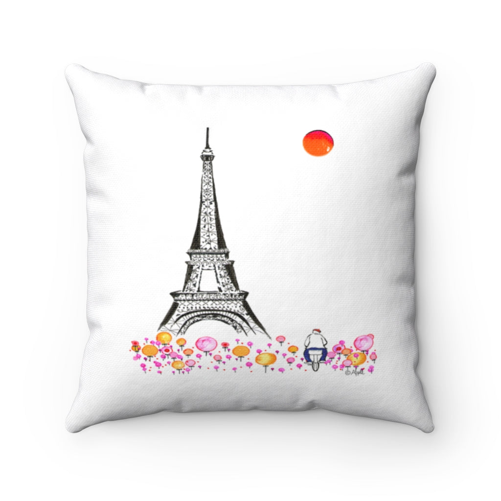 Spun Polyester Square Pillow Case - Enjoy Paris