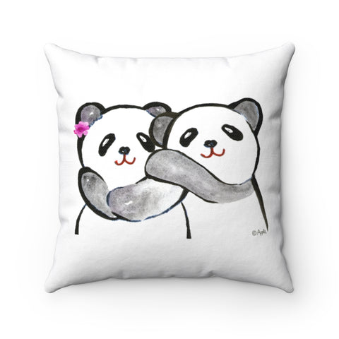Spun Polyester Square Pillow Case - pandas